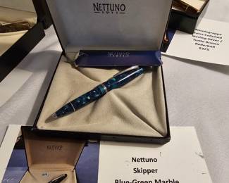 Nettuno Skipper Blue-Green Marble Rollerball Now $225