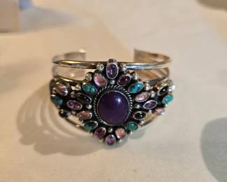 Sterling Cuff with multiple gemstones