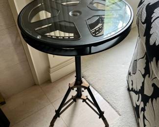 Industrial Movie Reel Accent Table