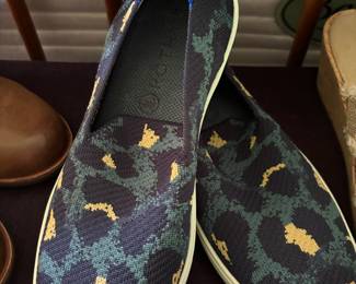 Rothy's Blue Leopard Print Slip On Sneakers