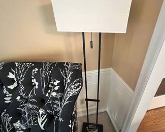 Black Metal Floor Lamp with Square White Shade
