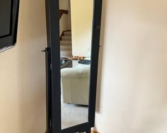 Black Floor Mirror Jewelry Cabinet