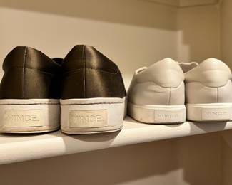 Vince Womens Satin Slip On Platform Sneakers, Vince Womens Cream Leather Sneakers