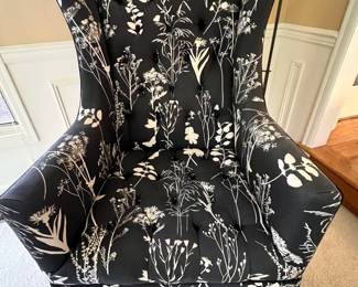 Black & White Floral Wingback Arm Chair