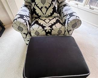 Black & White Jacquard Floral Upholster Arm Chair