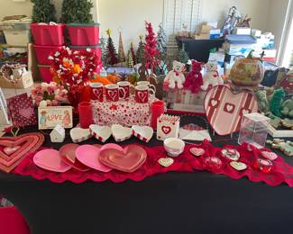 Valentines decor, including Beanie Babies