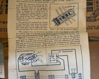 Vintage Lionel trains crossing gate in original box with instructions. Circa 1948. 