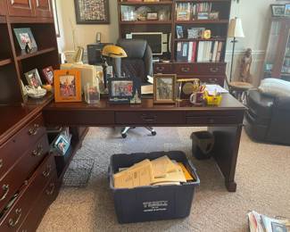 Beautiful traditional desk, lateral file and bookshelf set. Pieces sold separately.