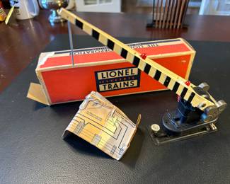 Vintage Lionel trains crossing gate in original box with instructions. Circa 1948. 