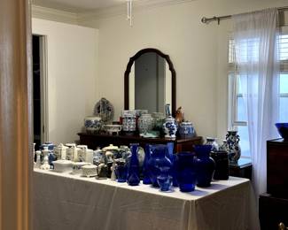 Tons of blue glass in all shapes and sizes