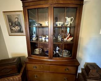 Beautiful hutch, Occupied Japan china, Royal Doulton figures