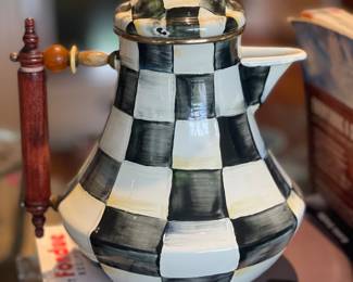 Makenzie Child’s courtly check 10” coffee tea pot kettle 