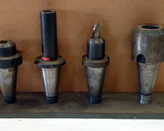 ETM 50 Taper Tool Holders, Qty 2 And Unbranded 50 Taper Tool Holders, Qty 2, With Hand Crafted Stand