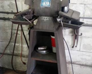 Baldor Bench Grinder/Buffer, Spec No A-559-343, 1/2 HP, Powers On, Mounted On Metal Stand, 559" x 25" x 20"