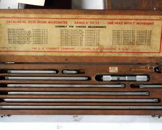 Starrett ID Micrometer Set, Model 823D, Range 4" - 32", In Wood Case
