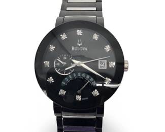 Bulova Diamond Accent Black & Silver Men’s Watch
