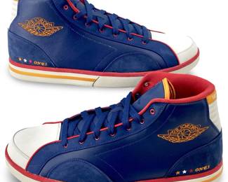 Air Jordan Blue and Red Basketball Shoes