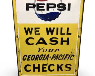 Vintage Metal Pepsi Grocery Store Display Sign
