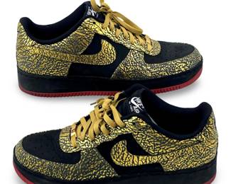 Nike Air Force 1 Black and Gold Sneakers