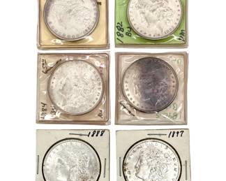 1891-S, 1882, 1888, & 1897 Morgan Silver Dollars