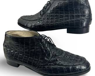 Handmade Black Crocodile Pattern Dress Shoes