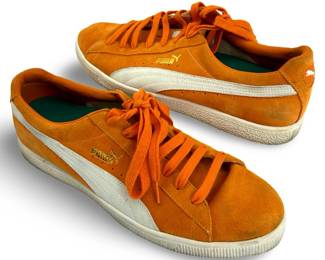 Vibrant Orange Puma Suede Sneakers