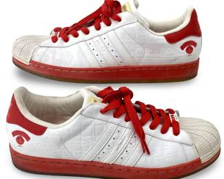 Adidas Red and White Superstar NYC Sneakers