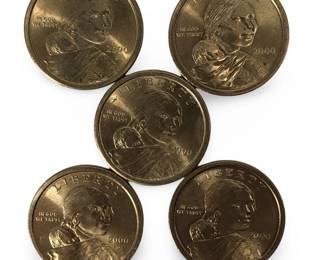 (5) 2000 Sacagawea Native American Dollar Coins