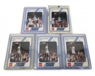 (5) 1989 Michael Jordan North Carolina Cards