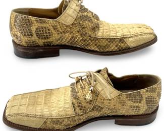 Python Print Derby Shoes with Square Toe
