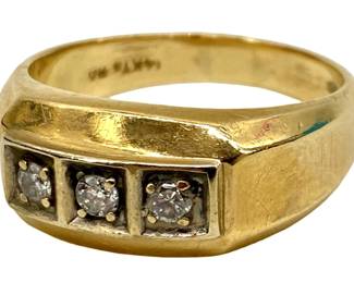 14K Gold Ring with Three Diamonds
