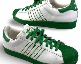 Adidas Superstar Green and White Sneakers