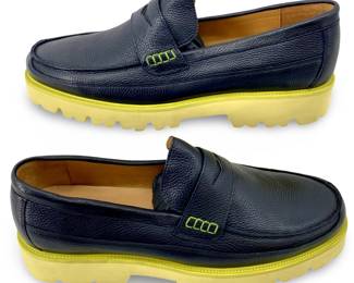 Adler Black Neon Leather Penny Loafers