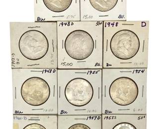 11pc Franklin Half Dollars BU