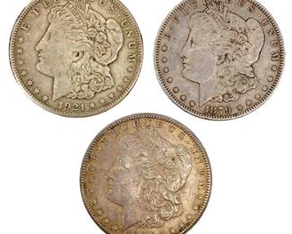 3pc Set - Morgan Silver Dollars (1879, 1887, 1921)