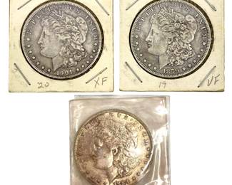 3pc 1901-1879 New Orleans Morgan Silver Dollars