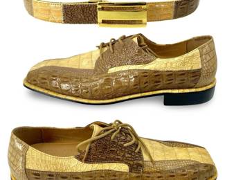 Falcone Crocodile Pattern Shoes & Belt