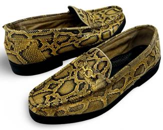 S.D. Shoes Python Print Loafers w Chain Detail