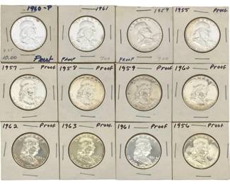 12pc Franklin Half Dollar Proof Collection