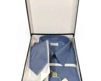 New Angelino Italy Blue Men’s Dress Shirt & Tie