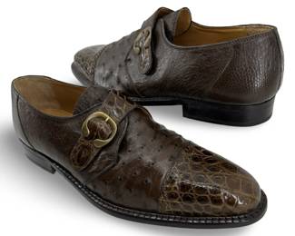 David Eden Crocodile Buckle Loafers
