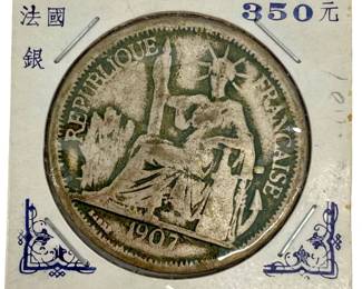 1907 Piastre de Commerce Indo-Chine Silver Coin