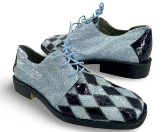 Miralto Blue Plaid & Croc Print Dress Shoes
