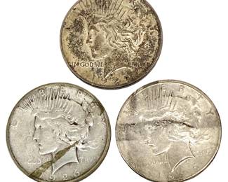3pc Peace Silver Dollars (1922, 1925, 1926)