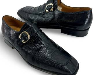 David Eden Black Crocodile Loafers
