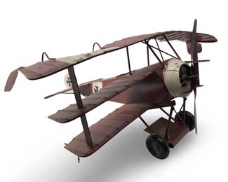Vintage Triplane Red Baron Metal Airplane