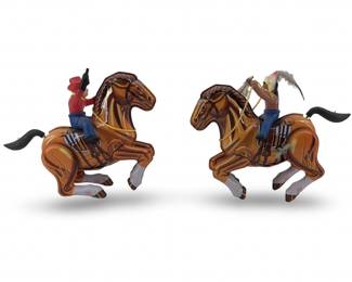 (2pc) Cowboy on Horse & Indian on Horse Wind-up