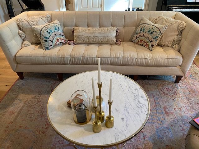 Custom Raw Silk Modern 8 foot Sofa