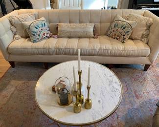 Custom Raw Silk Modern 8 foot Sofa  