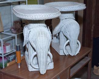 Wicker elephant end tables